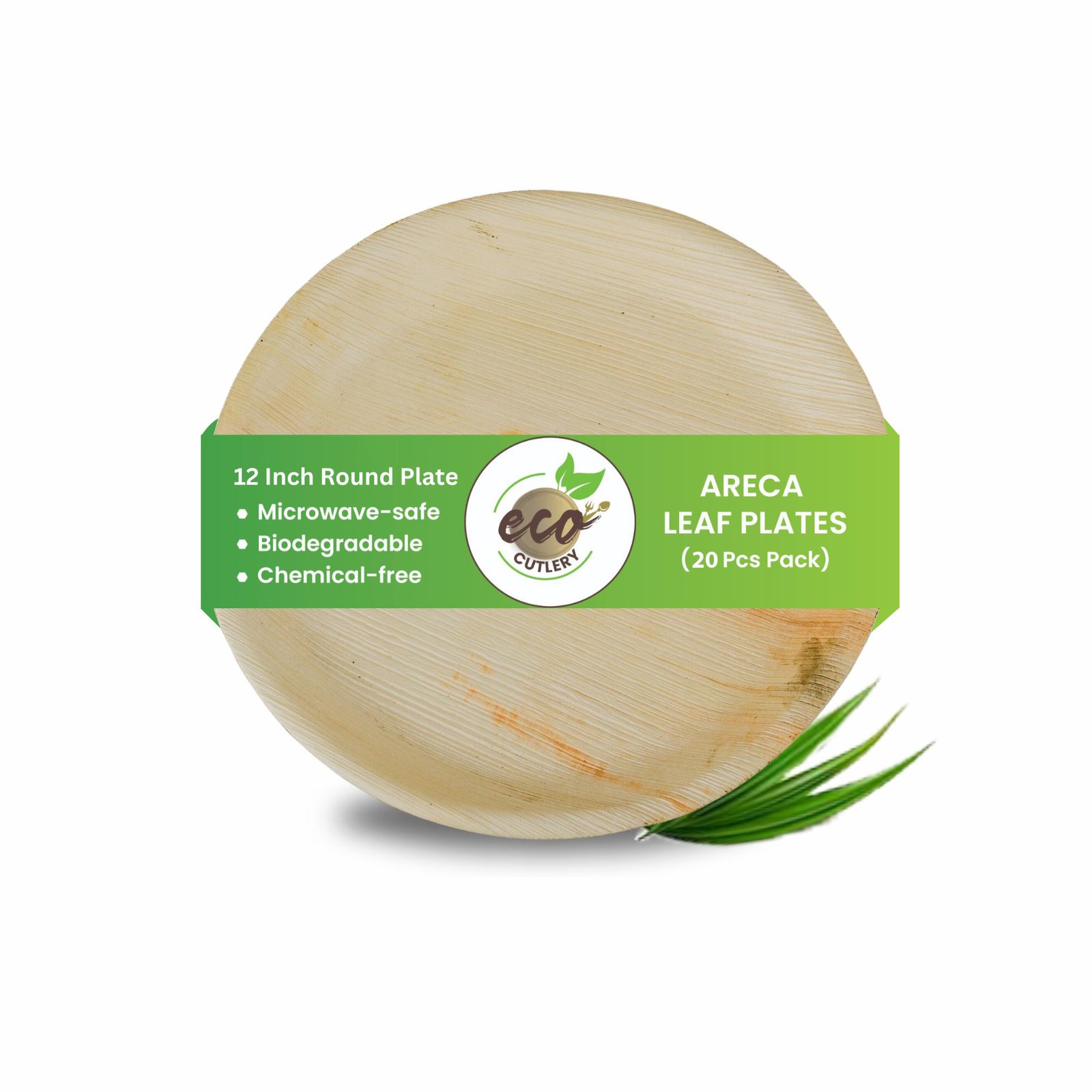 12 Inch Round Areca Palm Leaf Plates ( 25 Pieces Pack )